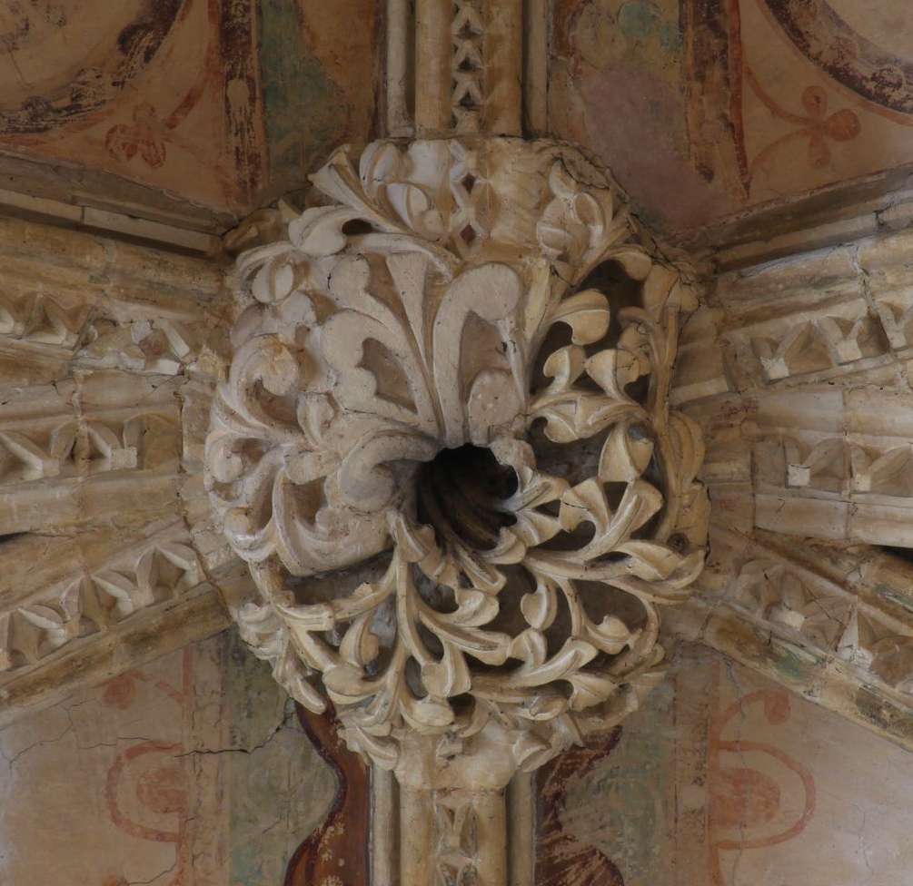 Image of partially carved boss from the south arm of the Great Transept at Lincoln Cathedral 