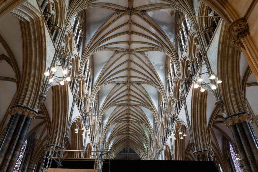 Image of the vault in the nave at Lincoln cathedral, looking west