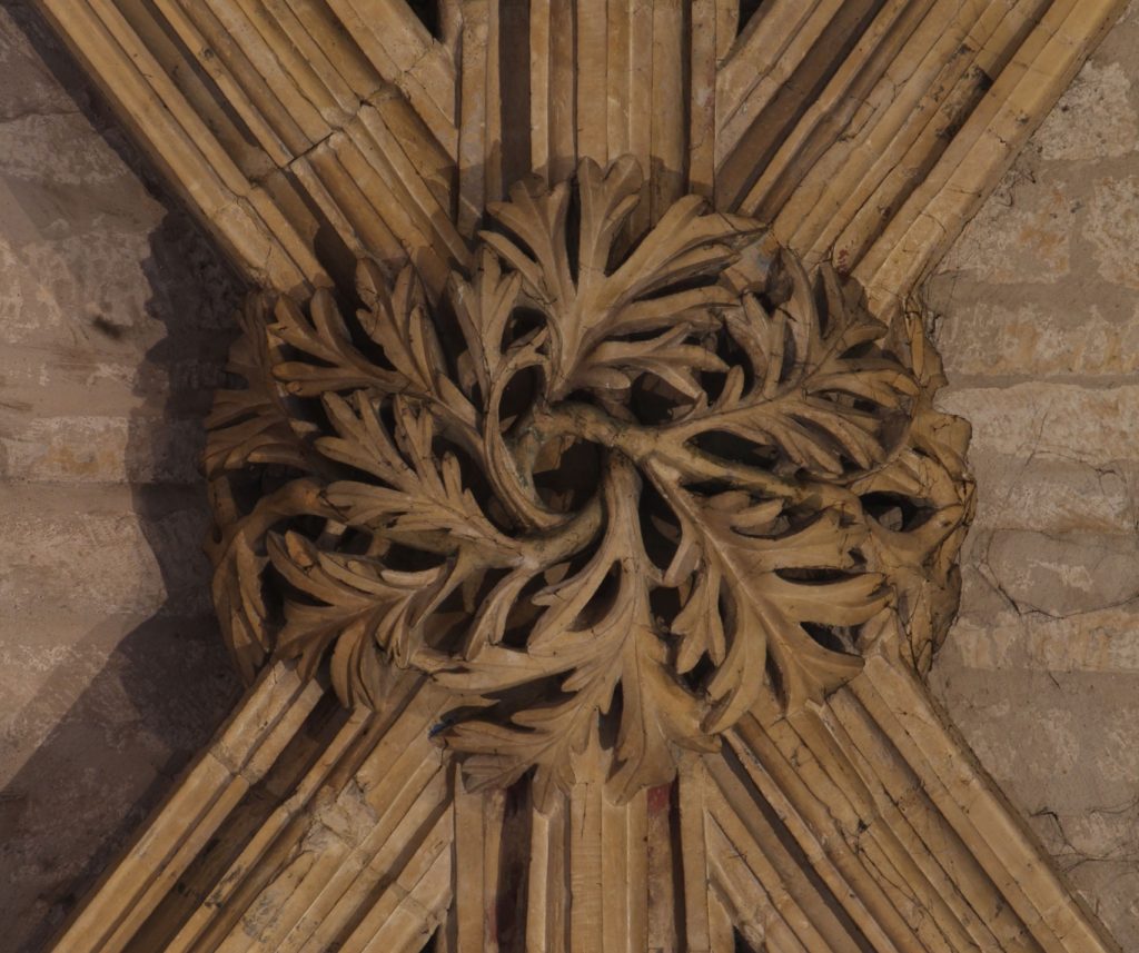 Image of boss in the Angel Choir at Lincoln Cathedral showing wormwood leaves