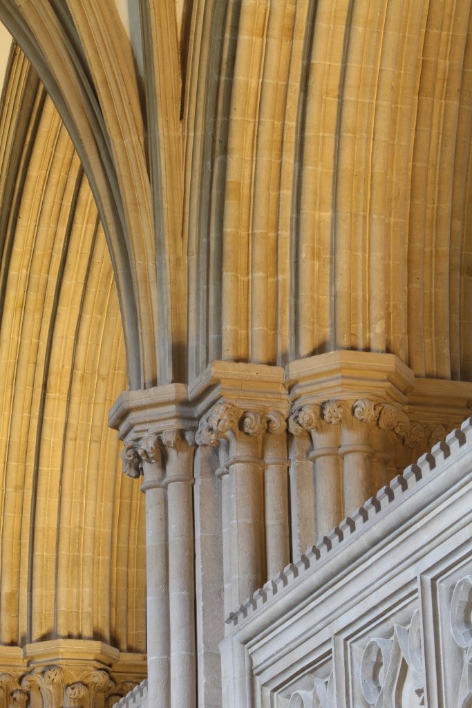 Image of tas-de-charge stone in the south choir aisle at Wells Cathedral