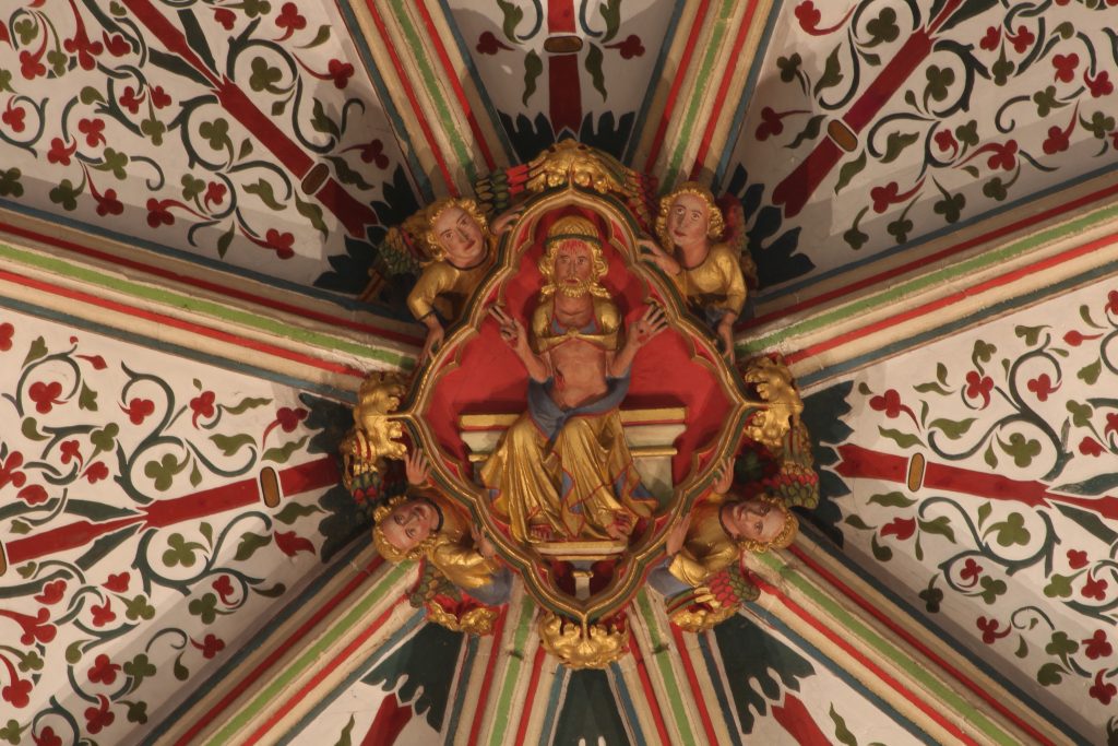 Image of the central boss of the Lady Chapel vault at Wells Cathedral