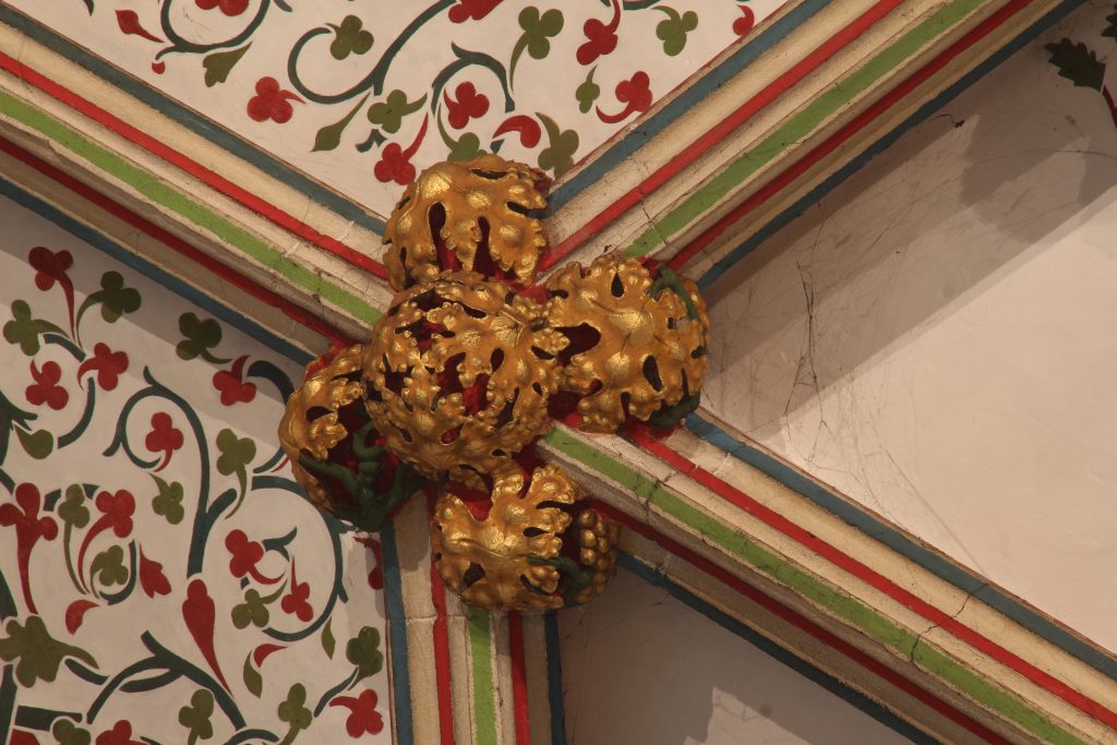 Image of boss from the crossing point between tiercerons and the principal ribs of the vault in the Lady Chapel at Wells Cathedral