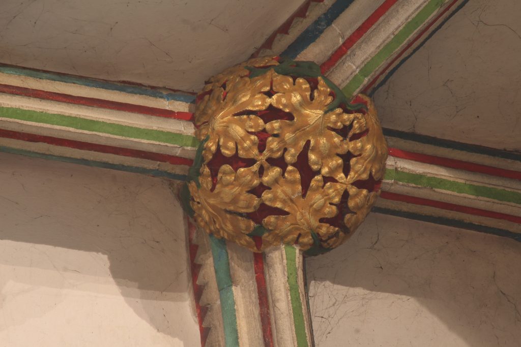 Image in the tierceron bosses within the window tunnels in the Lady Chapel at Wells Cathedral