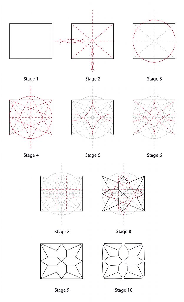 Diagram of step-by-step design process for the southeast choir aisle at Wells Cathedral