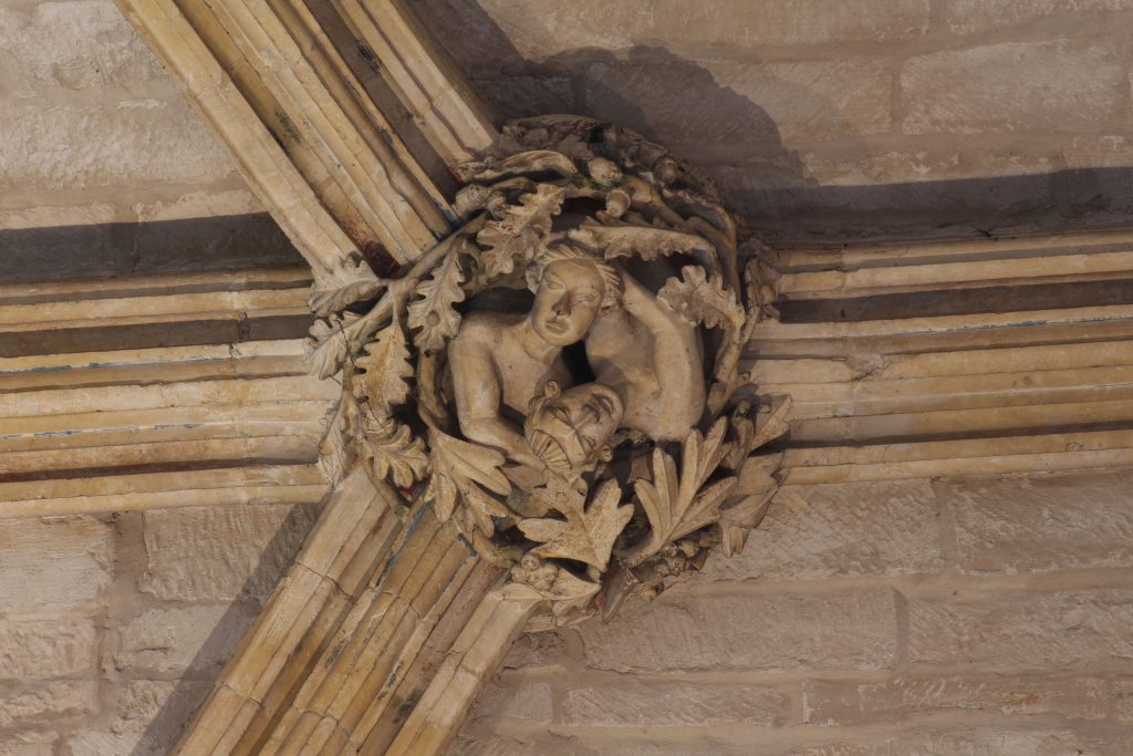 Image of sculpted boss from Angel Choir aisle at Lincoln Cathedral