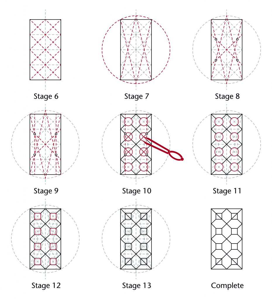 Diagram of step-by-step design process for the vault plan of the choir at Wells Cathedral