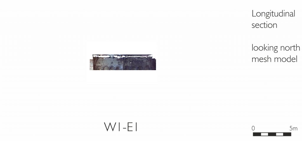 Longitudinal section of mesh model of outer parlour in the West Range at Norton Priory