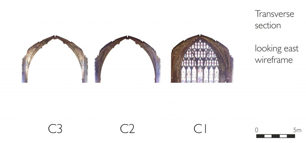 Transverse section of mesh model of choir at St Mary’s Church, Nantwich