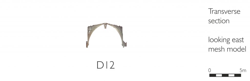Transverse section of mesh model of Dorset aisle at Ottery St Mary