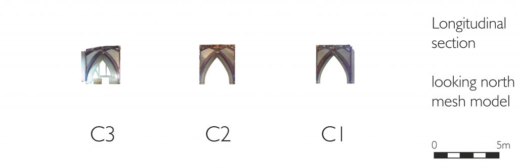 Longitudinal section of mesh model of the Lady Chapel at Ottery St Mary