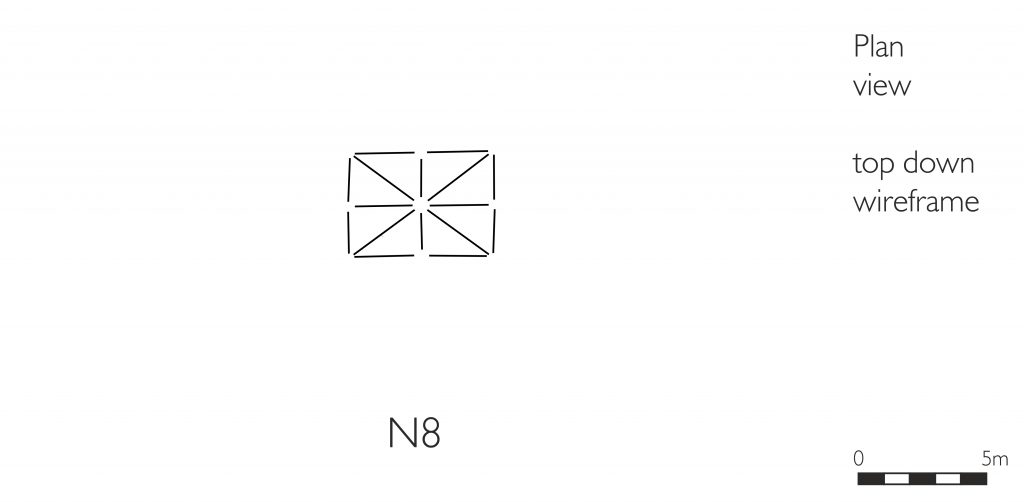 Plan view of wireframe model of nave aisles at Tewkesbury Abbey