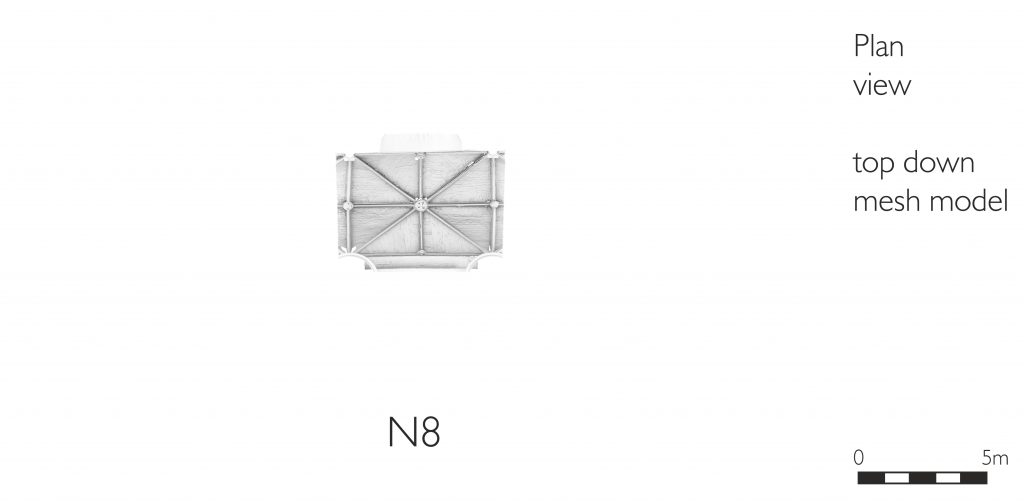 Plan view of mesh model of nave aisles at Tewkesbury Abbey