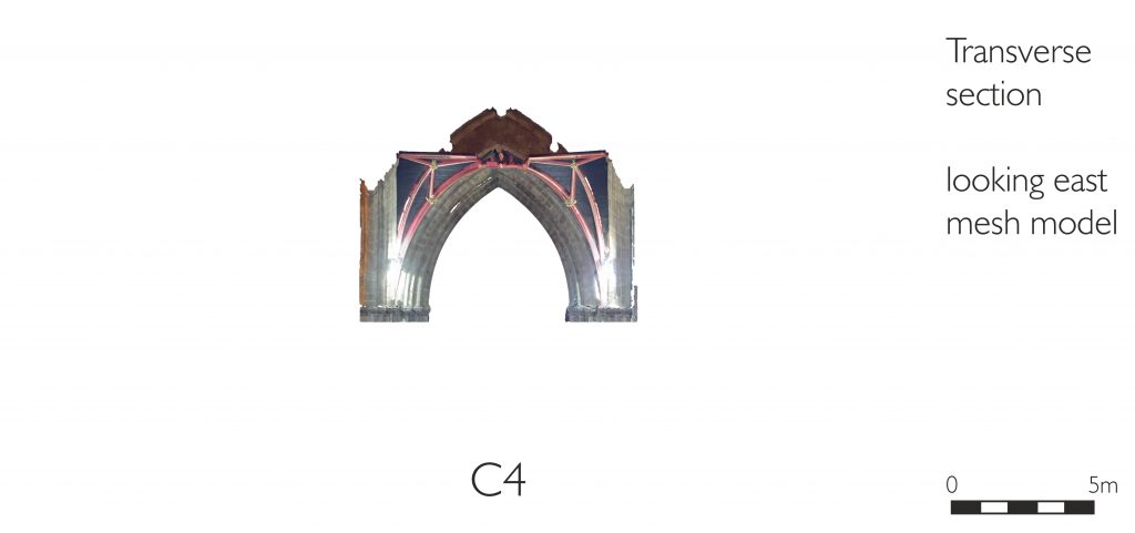 Transverse section of mesh model of crossing at St Mary’s Church, Nantwich