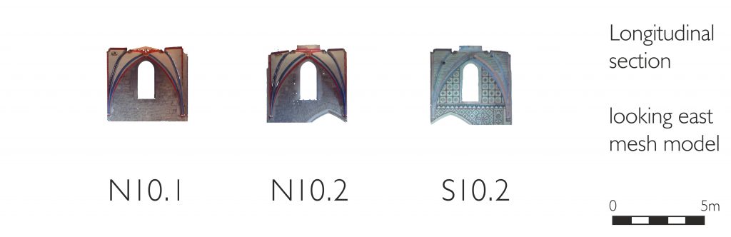 Longitudinal section of mesh model of transept at Ottery St Mary