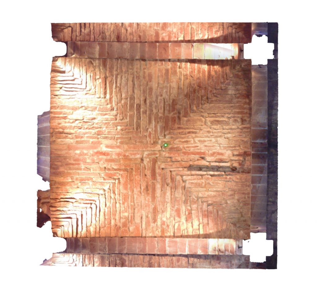 Plan view of mesh model of medieval groin vault in West Range at Norton Priory