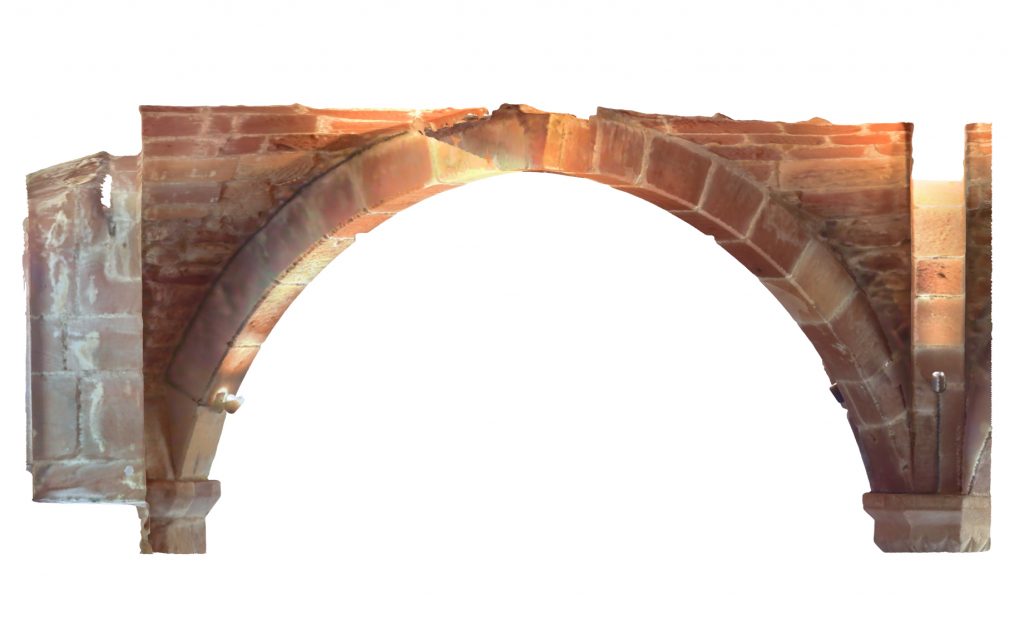 Transverse section of mesh model of rib vaulted bays at Norton Priory