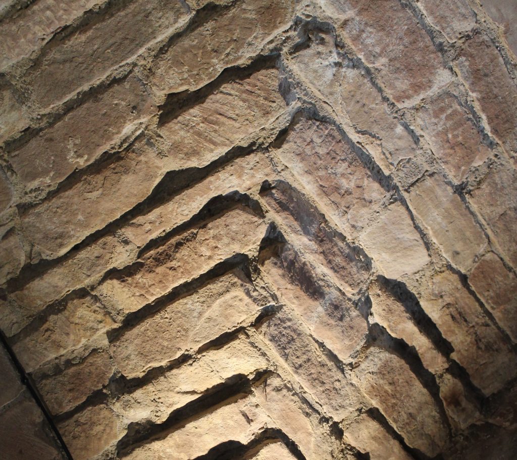 Image of mortar joints in the groin vaulted bays at Norton Priory