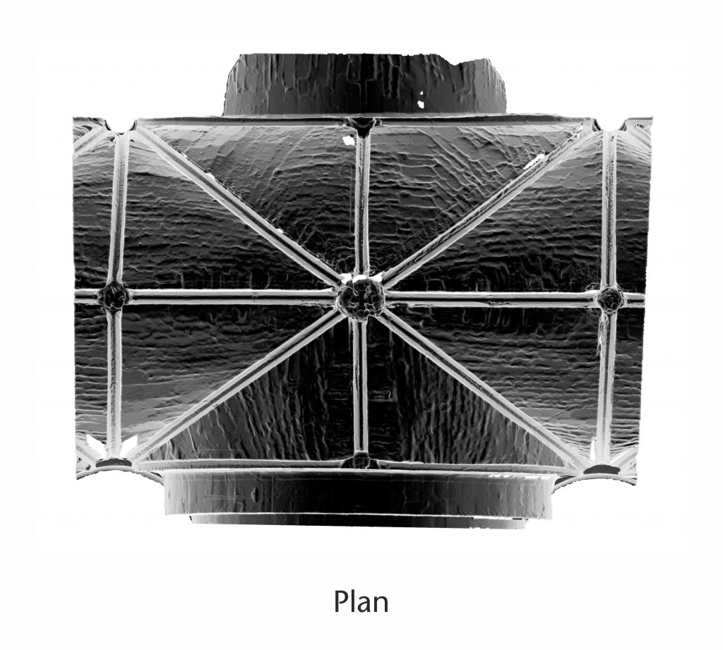 Plan view of normal vector visualisation for the north nave aisle at Tewkesbury Abbey