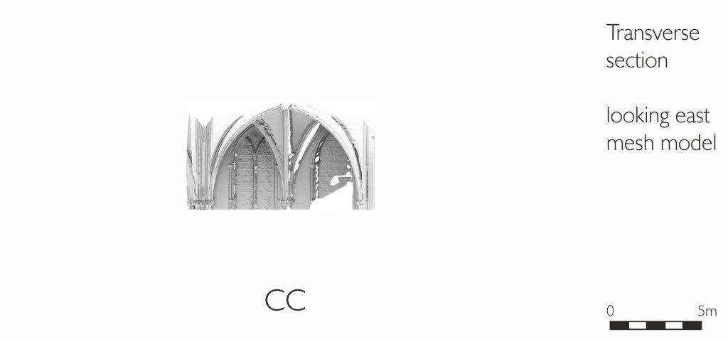 Transverse section of mesh model of Consistory Court at Lincoln Cathedral