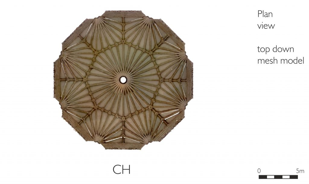 Plan view of mesh model of chapter house at Wells Cathedral