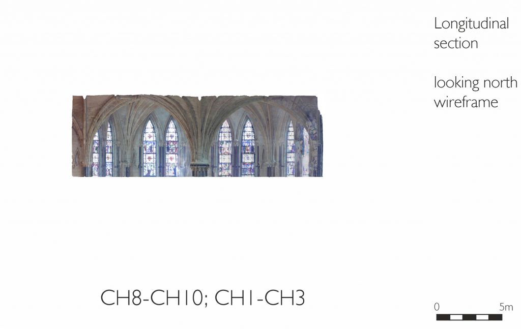 Longitudinal section of mesh model of Chapter House at Lincoln Cathedral