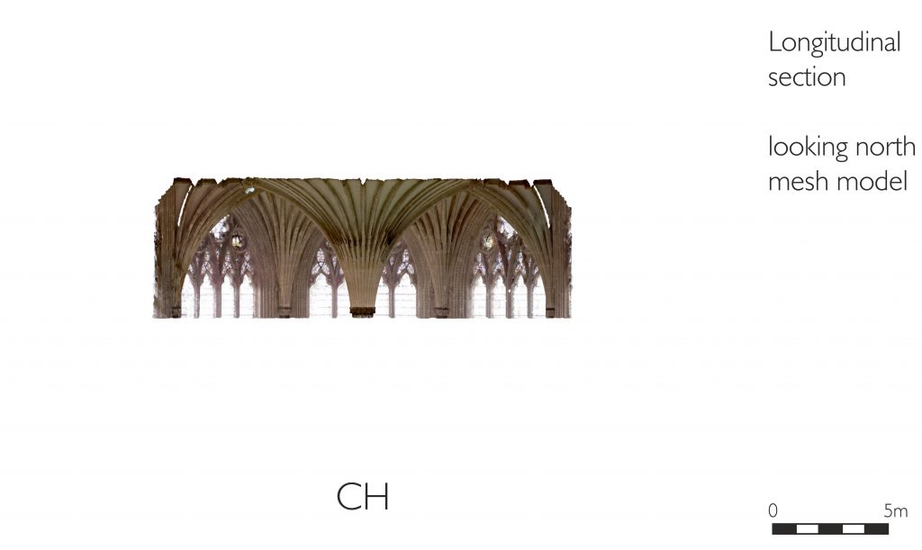 Longitudinal section of mesh model of chapter house at Wells Cathedral 