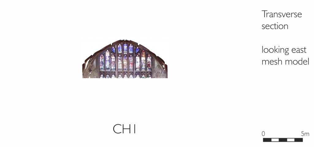 Transverse section of mesh model of chapter house at Gloucester Cathedral