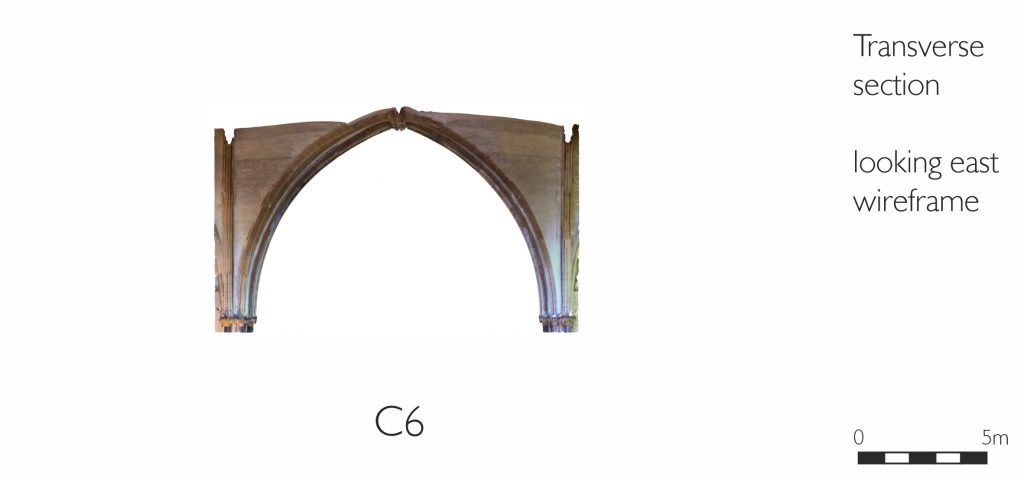 Transverse section of mesh model of east crossing at Lincoln Cathedral