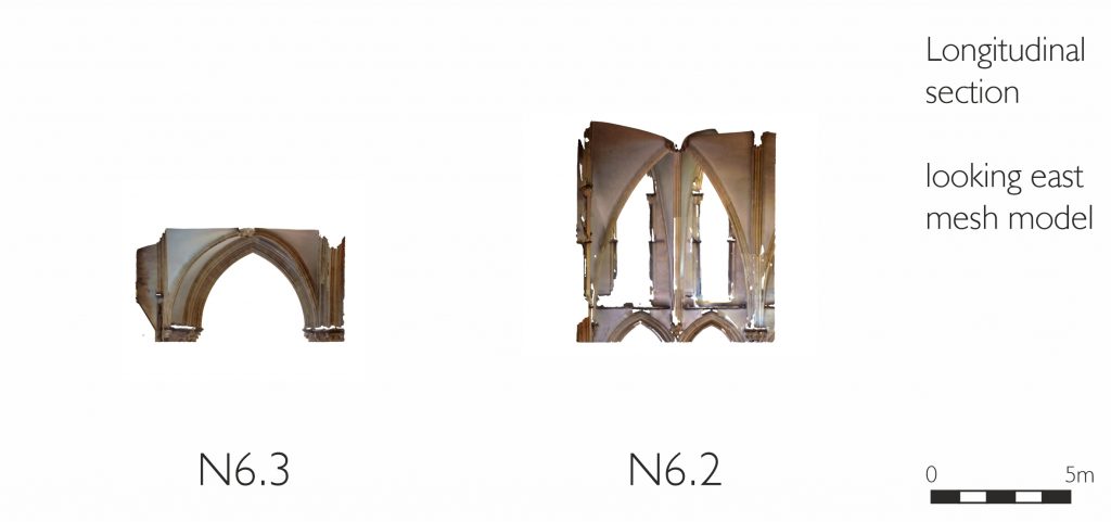 Transverse section of mesh model of east transept at Lincoln Cathedral