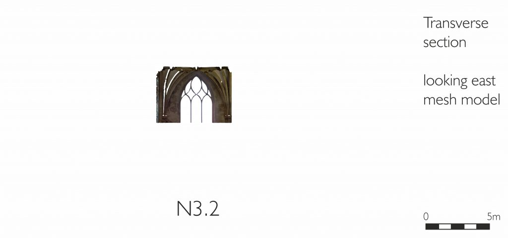 Transverse section of mesh model of east transept at Wells Cathedral