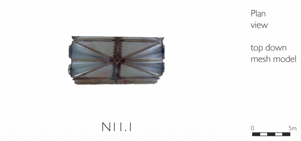 Plan view of mesh model of the Great Transept at Lincoln Cathedral