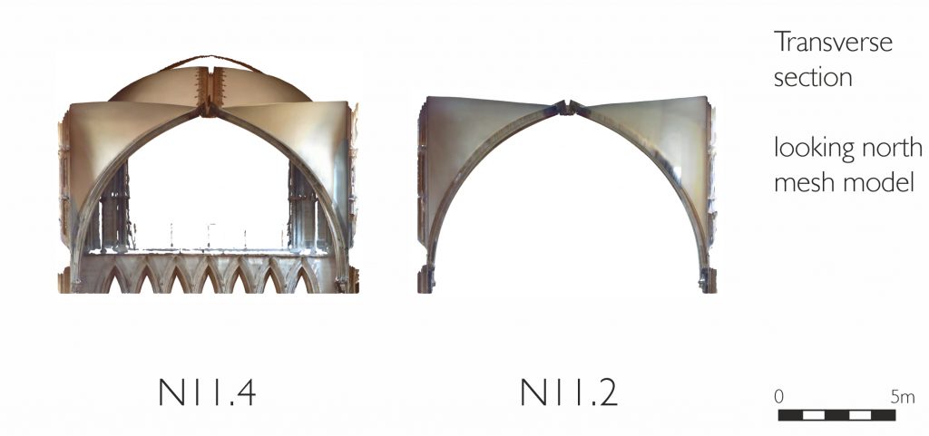 Transverse section of mesh model of the Great Transept at Lincoln Cathedral