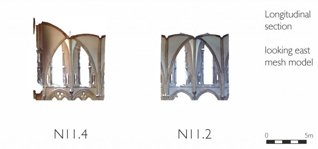 Longitudinal section of mesh model of the Great Transept at Lincoln Cathedral