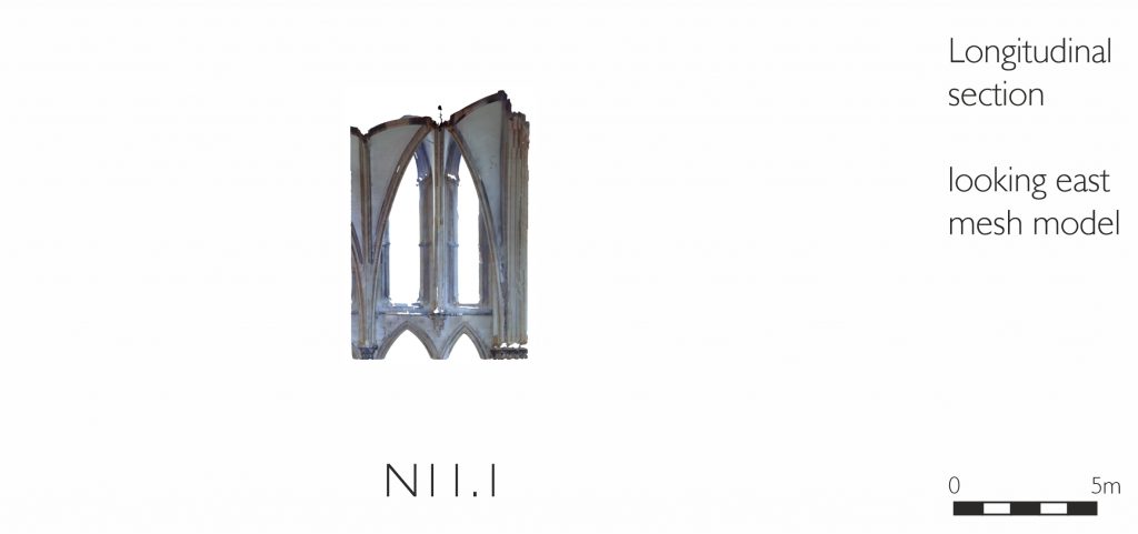 Longitudinal section of mesh model of the Great Transept at Lincoln Cathedral