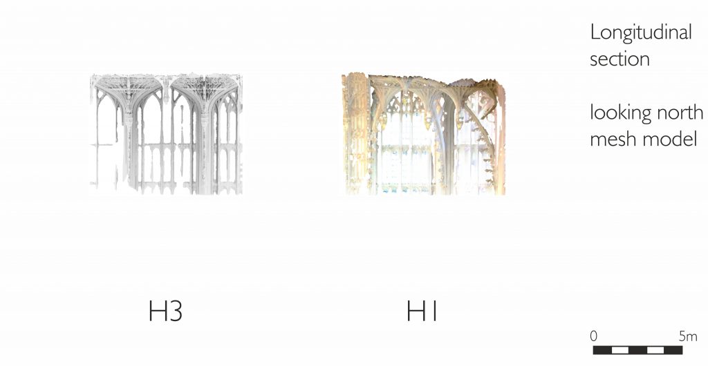 Longitudinal section of mesh model of the Henry VII Chapel at Westminster Abbey