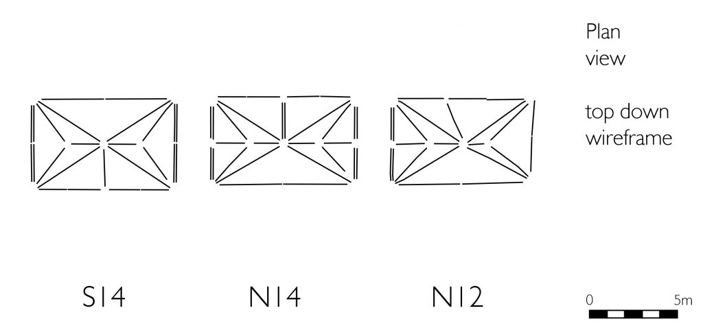 Plan view of wireframe model of nave aisles at Lincoln Cathedral