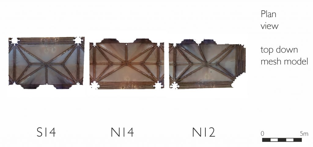 Plan view of mesh model of nave aisles at Lincoln Cathedral