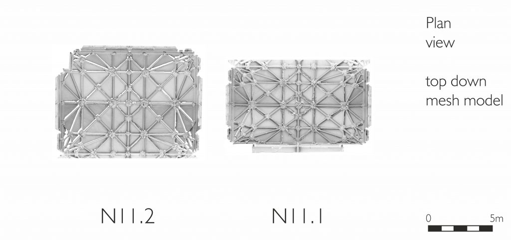 Plan view of mesh model of north transept at Gloucester Cathedral