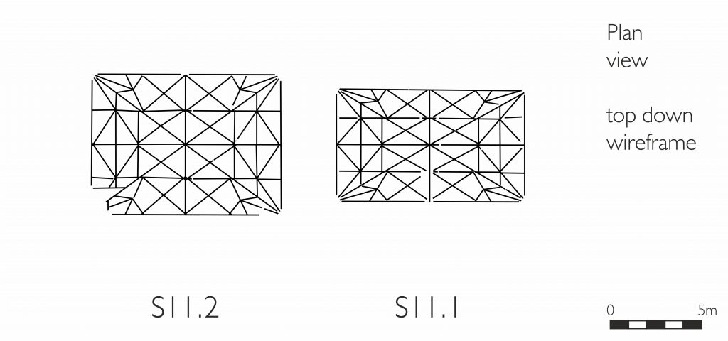 Plan view of wireframe model of south transept at Gloucester Cathedral