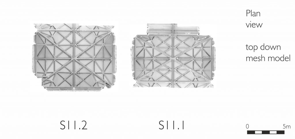 Plan view of mesh model of south transept at Gloucester Cathedral