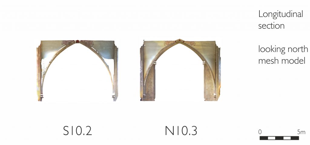 Transverse section of mesh model of transept at Wells Cathedral