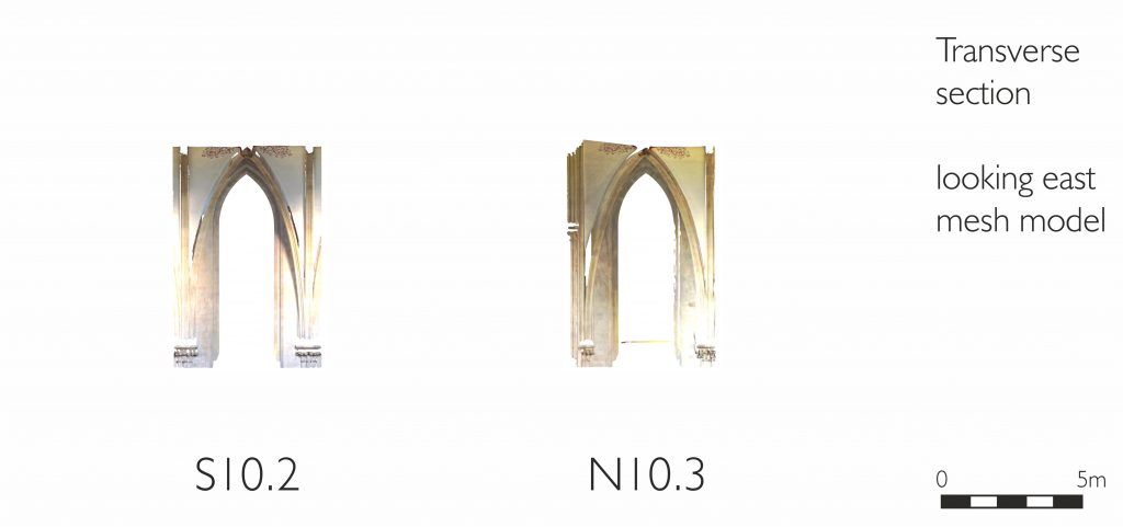 Longitudinal section of mesh model of transept at Wells Cathedral 