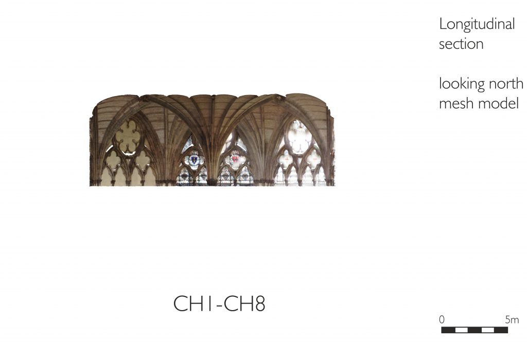 Longitudinal section of mesh model of chapter house at Westminster Abbey