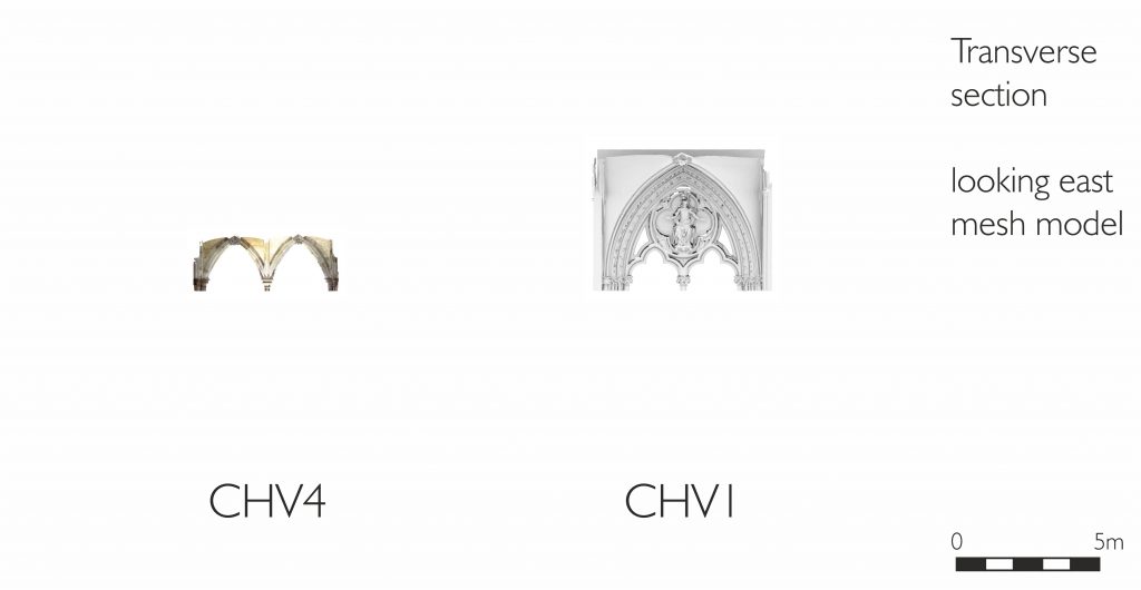 Longitudinal section of mesh model of chapter house vestibule at Westminster Abbey