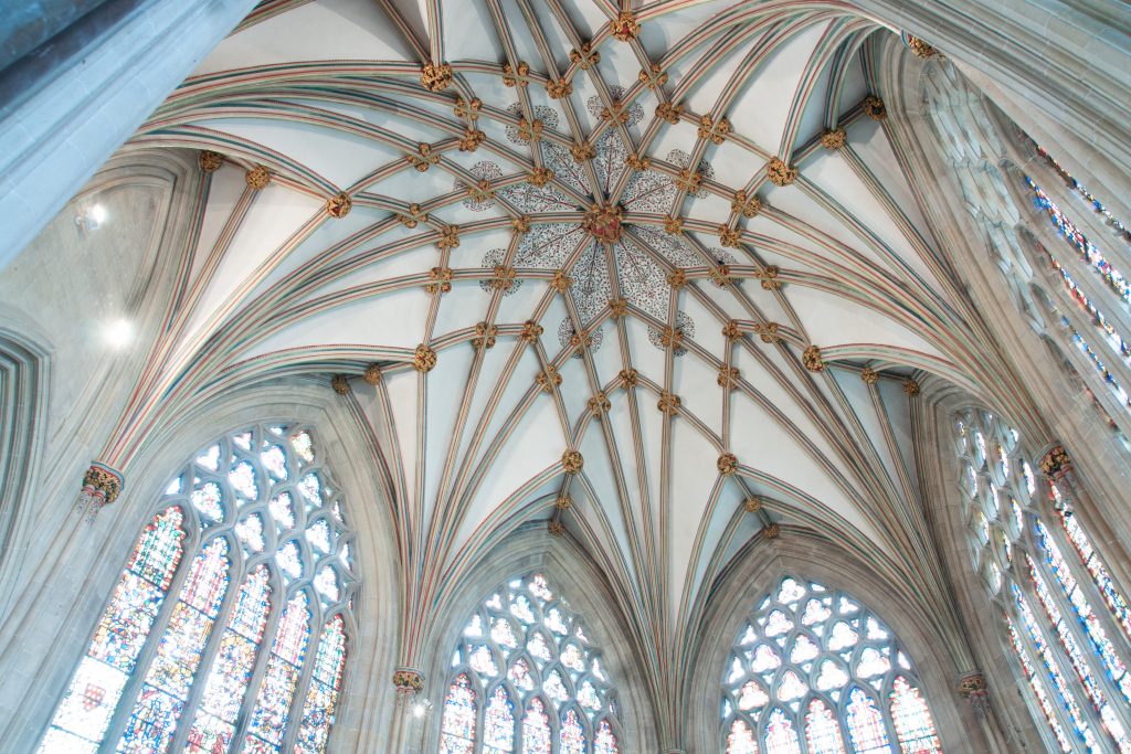 Image of vault in Lady Chapel at Wells Cathedral, looking northeast