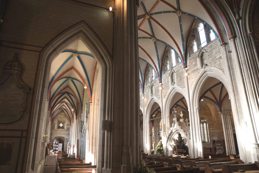 Image of the nave at Ottery St Mary, looking northwest