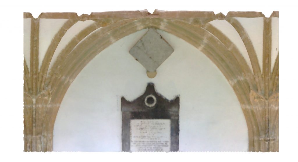 Longitudinal section of mesh model of Wells Cathedral Cloister, looking east