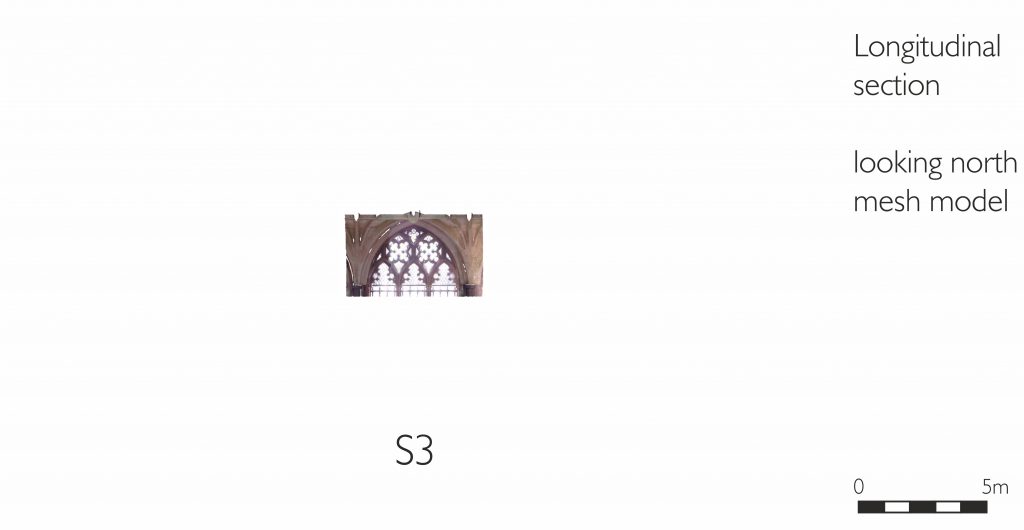 Longitudinal section of mesh model of south walk of cloister at Westminster Abbey