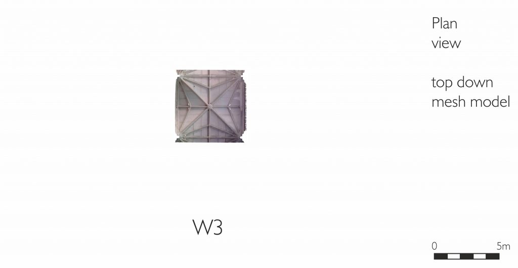 Plan view of mesh model of west walk of cloister at Westminster Abbey