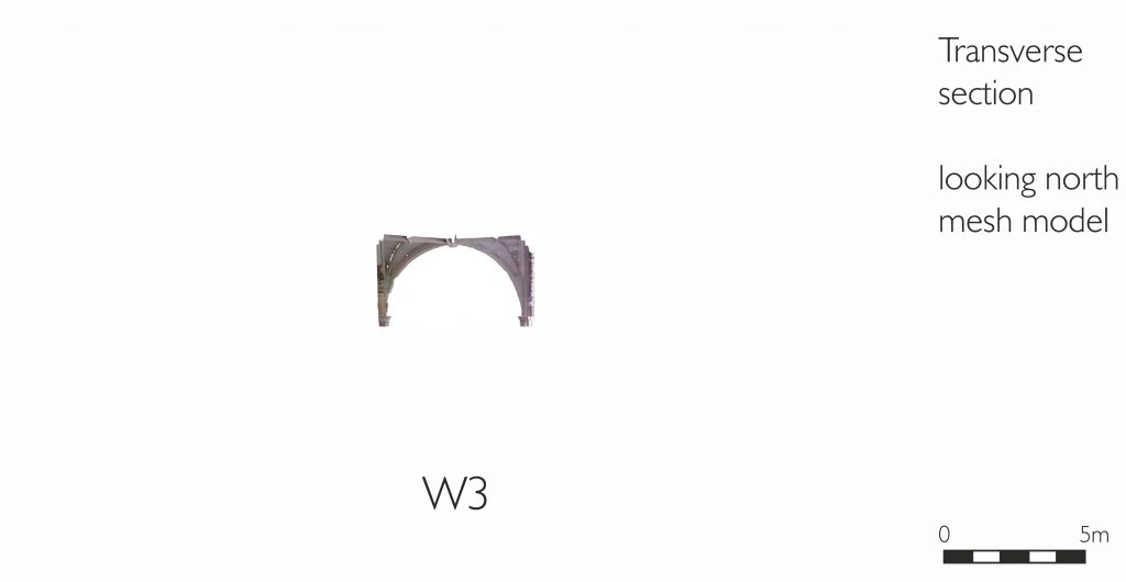 Transverse section of mesh model of west walk of cloister at Westminster Abbey